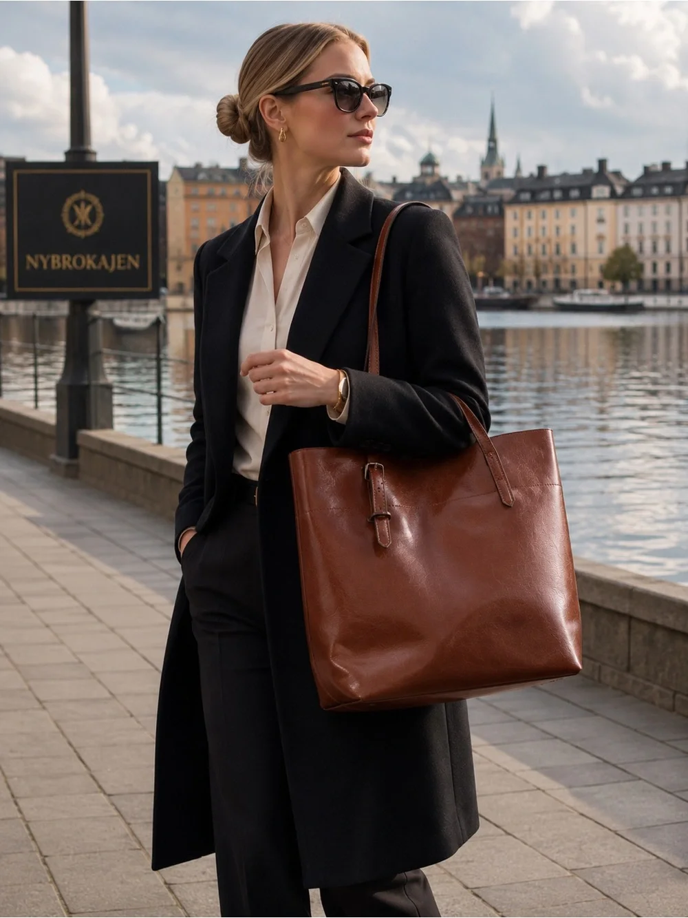 🩵Classic Brown genuine Leather Tote Bag - Women's Everyday Shoulder Bag
